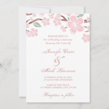 Pink Sakura Cherry Blossom Wedding Invitation