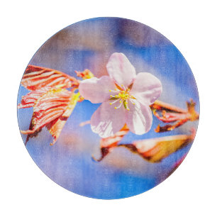 Pink Sakura Flower Blue Sky Cutting Board
