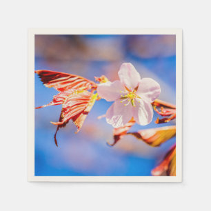 Pink Sakura Flower Blue Sky Napkin