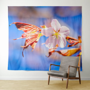 Pink Sakura Flower Blue Sky Tapestry