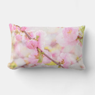 Pink sakura flowers - Japanese cherry blossom Lumbar Cushion