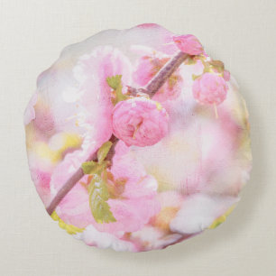 Pink sakura flowers - Japanese cherry blossom Round Cushion