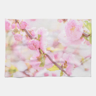 Pink sakura flowers - Japanese cherry blossom Tea Towel