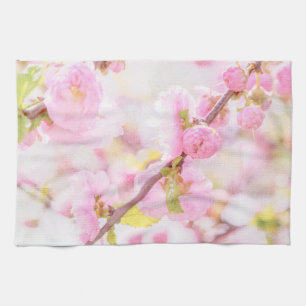 Pink sakura flowers - Japanese cherry blossom Tea Towel