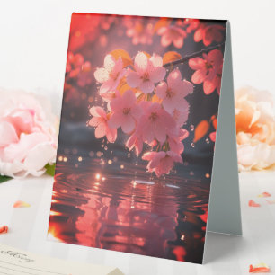 Pink Sakura Flowers Over Water Serene Spring Nat