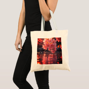 Pink Sakura Flowers Over Water Serene Spring Nat Tote Bag