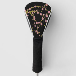 Pink Sakura Gold Black Japanese Screen Golf Head Cover