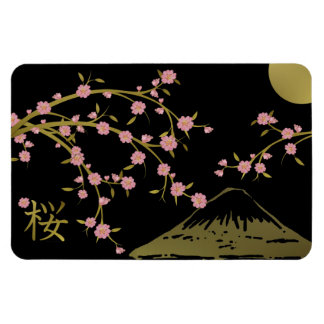 Pink Sakura Gold Black Japanese Screen Poster Magnet