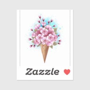 Pink Sakura Ice Cream Waffle Cone