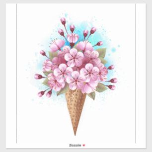 Pink Sakura Ice Cream Waffle Cone