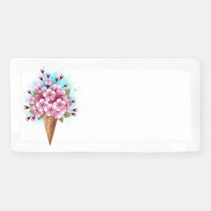 Pink Sakura Ice Cream Waffle Cone Banner