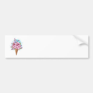 Pink Sakura Ice Cream Waffle Cone Bumper Sticker