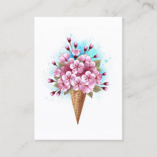 Pink Sakura Ice Cream Waffle Cone Calling Card