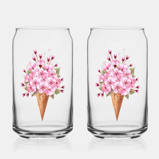 Pink Sakura Ice Cream Waffle Cone Can Glass (Front)