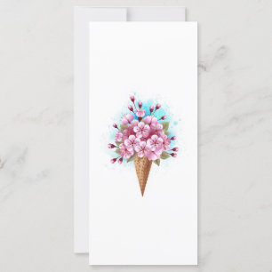 Pink Sakura Ice Cream Waffle Cone Card