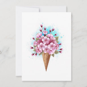 Pink Sakura Ice Cream Waffle Cone Card