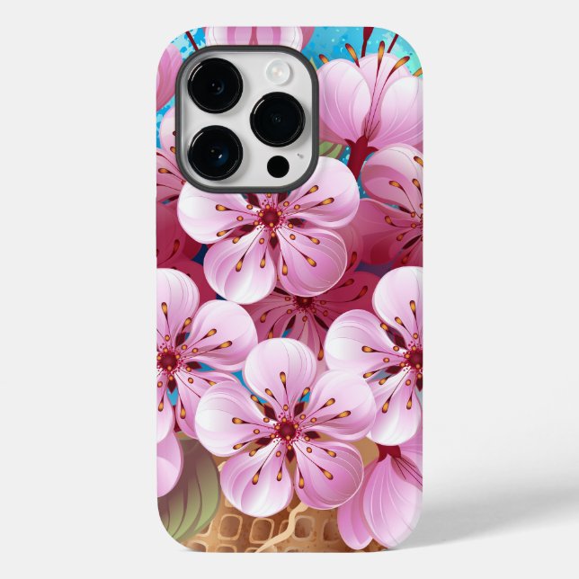 Pink Sakura Ice Cream Waffle Cone Case-Mate iPhone Case (Back)