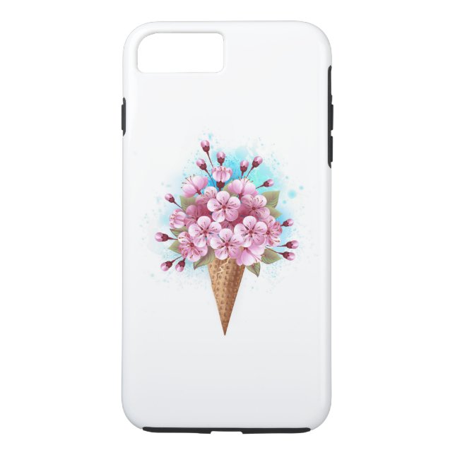 Pink Sakura Ice Cream Waffle Cone Case-Mate iPhone Case (Back)