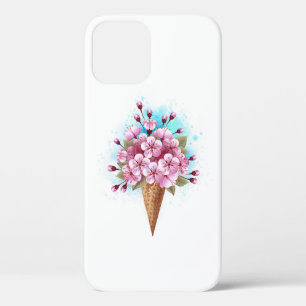 Pink Sakura Ice Cream Waffle Cone iPhone 12 Case