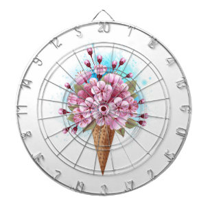 Pink Sakura Ice Cream Waffle Cone Dartboard
