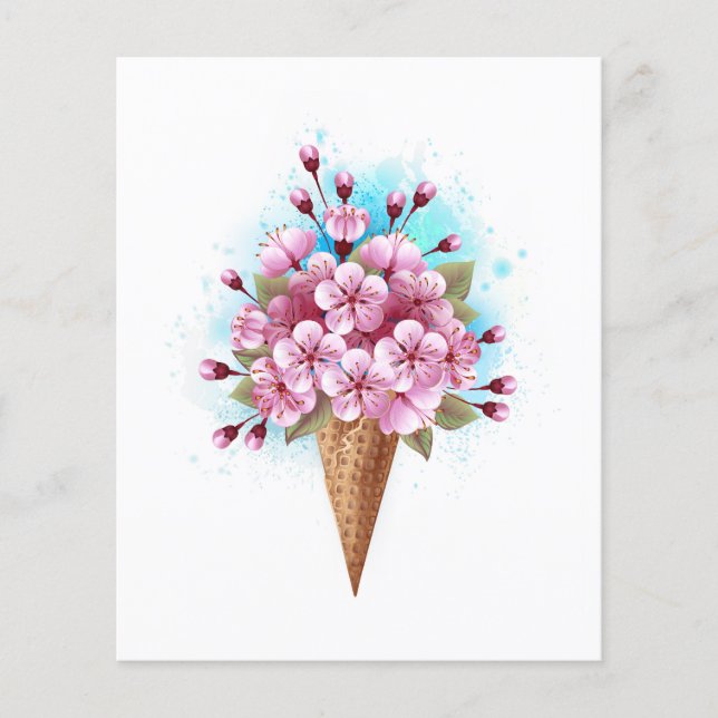 Pink Sakura Ice Cream Waffle Cone Flyer (Front)
