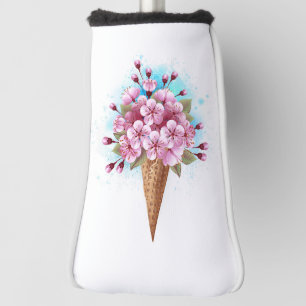 Pink Sakura Ice Cream Waffle Cone Golf Head Cover
