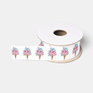 Pink Sakura Ice Cream Waffle Cone Grosgrain Ribbon
