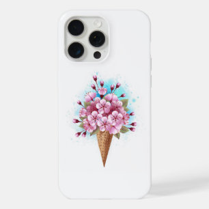 Pink Sakura Ice Cream Waffle Cone iPhone 15 Pro Max Case