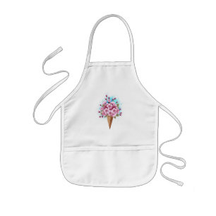 Pink Sakura Ice Cream Waffle Cone Kids Apron