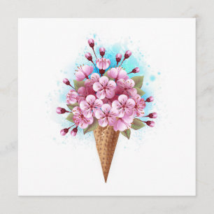 Pink Sakura Ice Cream Waffle Cone Menu