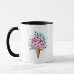 Pink Sakura Ice Cream Waffle Cone Mug