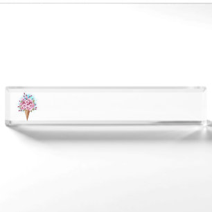 Pink Sakura Ice Cream Waffle Cone Nameplate