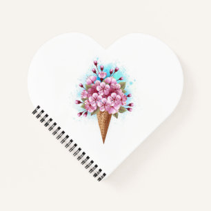 Pink Sakura Ice Cream Waffle Cone Notebook