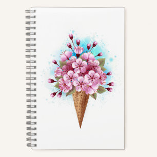 Pink Sakura Ice Cream Waffle Cone Notebook