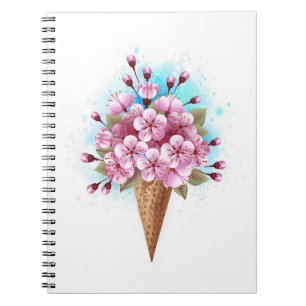 Pink Sakura Ice Cream Waffle Cone Notebook