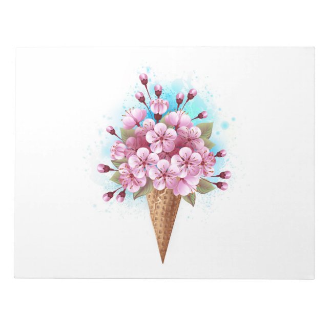 Pink Sakura Ice Cream Waffle Cone Notepad (Front)