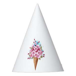 Pink Sakura Ice Cream Waffle Cone Party Hat