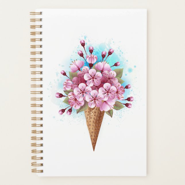 Pink Sakura Ice Cream Waffle Cone Planner (Front)