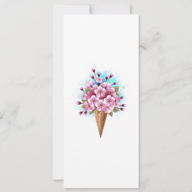 Pink Sakura Ice Cream Waffle Cone Save The Date (Front)