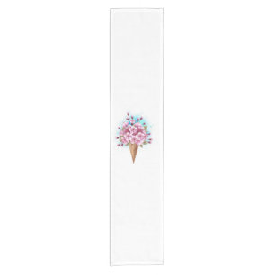 Pink Sakura Ice Cream Waffle Cone Short Table Runner