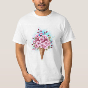 Pink Sakura Ice Cream Waffle Cone T-Shirt