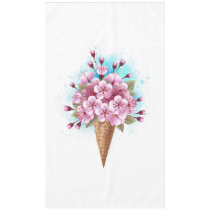 Pink Sakura Ice Cream Waffle Cone Tablecloth