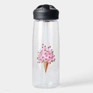 Pink Sakura Ice Cream Waffle Cone Water Bottle