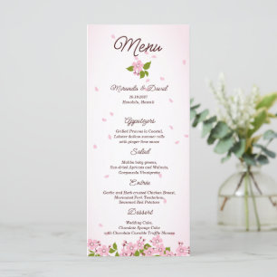 Pink Sakura Japanese Cherry Blossoms Wedding Menu