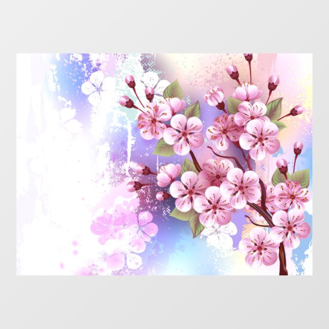 Pink Sakura on Painting Background (Sheet)