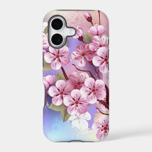 Pink Sakura on Painting Background