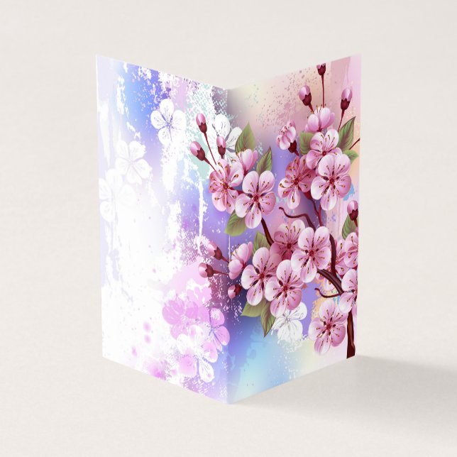 Pink Sakura on Painting Background (Outside)