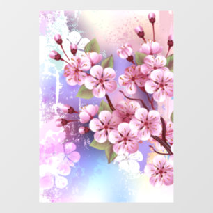 Pink Sakura on Painting Background
