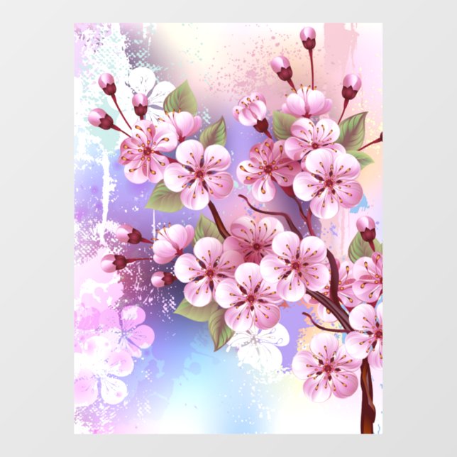 Pink Sakura on Painting Background (Sheet)