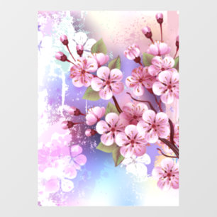 Pink Sakura on Painting Background